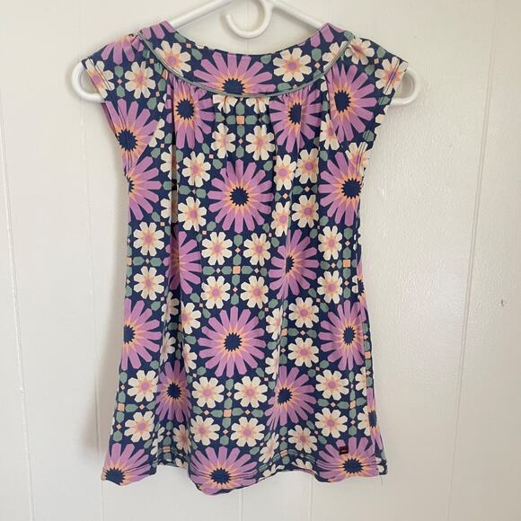 Tea Collection Ruffle Flutter Retro Floral CottageCore Cotton Dress Girls 6 - Picture 2 of 6